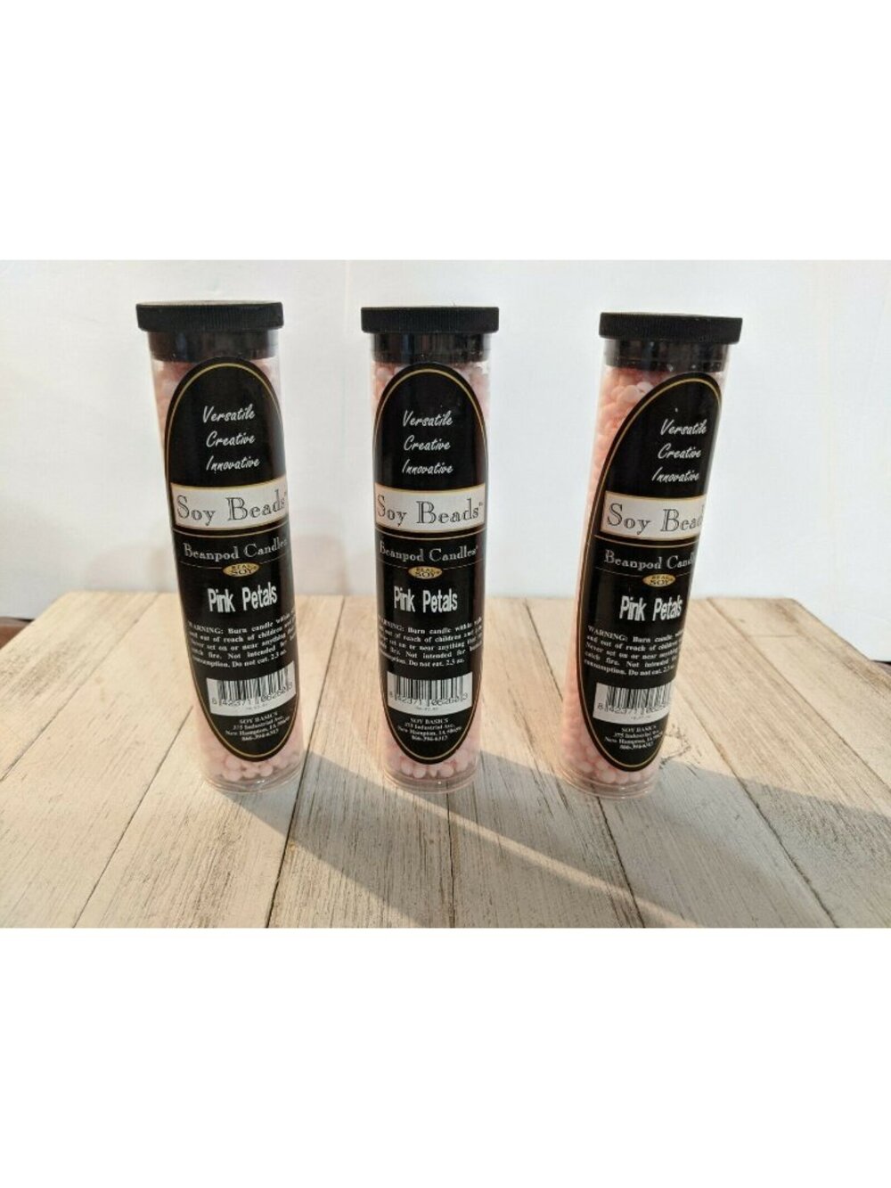 Beanpod Soy Beads Pink Petals Set of 3 Tubes 2.3 oz Clean Burning